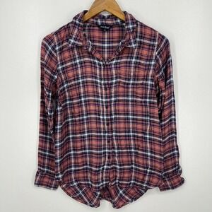 Lucky Brand Long Sleeve Button Shirt Women's S‎ Multicolor Plaid Print Pocket